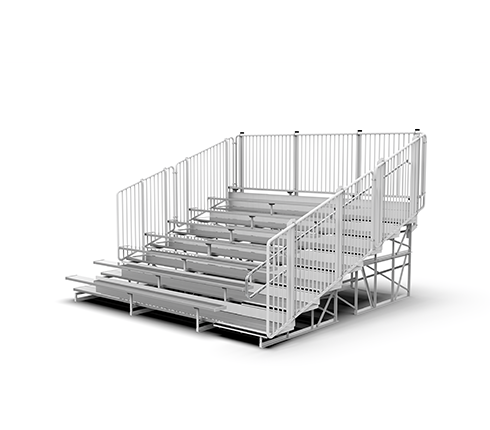 8 Row "Deluxe" Aluminum Bleachers w/ Vertical Picket Guardrail