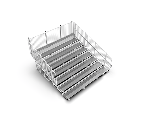 8 Row "Deluxe" Aluminum Bleachers w/ Vertical Picket Guardrail