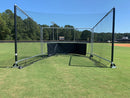 Burbank Single Hitter portable batting cage on grass field from Bliss Products and Services