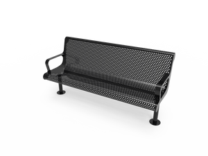 MyTCoat 6 foot contoured bench with arms, punched steel seat and back, surface mount