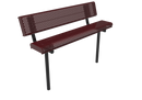 MyTCoat 6 foot rolled bench with backrest, punched steel seat and in-ground legs