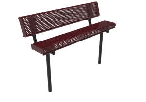 MyTCoat 6 foot rolled bench with backrest, punched steel seat and in-ground legs