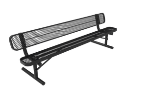 MyTCoat 6 foot standard bench with backrest, expanded metal seat, and portable legs
