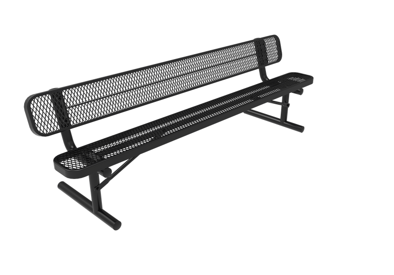 MyTCoat 6 foot standard bench with backrest, expanded metal seat, and portable legs