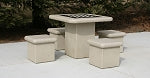 Concrete Square Pedestal Game Table and 4 Stools